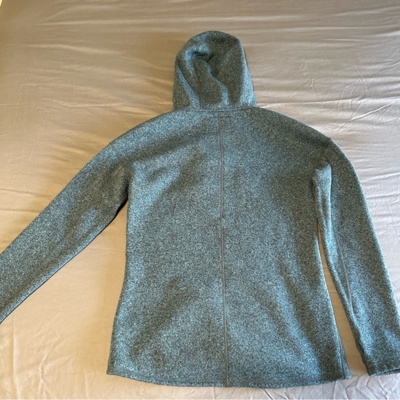 Stio Women's Heather Slate Zip Funnel Neck Sweater with Orange Trim Hoodie - Picture 2 of 10